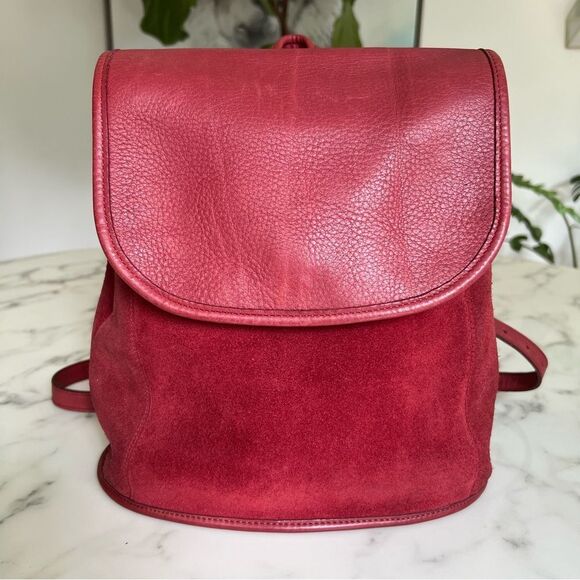 Coach Vintage Berkeley Convertible Backpack 9016 Red Leather and Suede Ruff Out main image 6